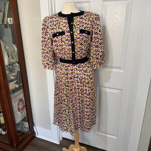 Vintage UNION MADE 🇺🇸 Multicolor Patterned & pleated Midi Dress